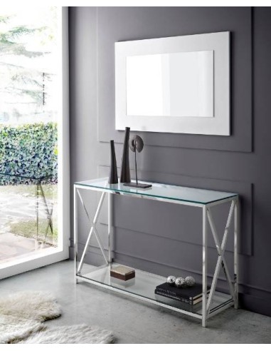 CONSOLE DE VIDRO E AÇO PAVILION 120x40