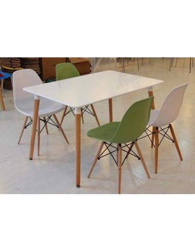 Mesa moderna NURYA  madera, tapa lacada blanca de 160 x 80 cms