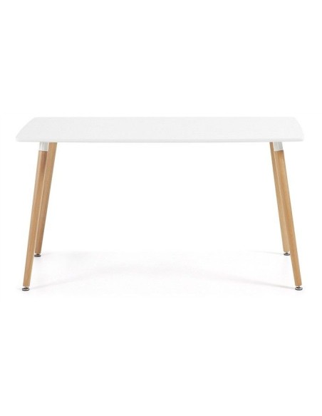 A tabela moderna madeira NURYA, branco lacado top de 160 x 80 cm