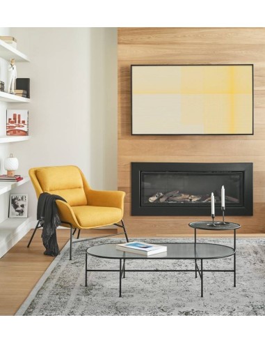 TEULAT MESA CENTRO NIX 126x66, CRISTAL, NEGRO