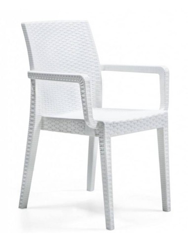 Silla con brazos de terraza GLAM, apilable, plastico blanco