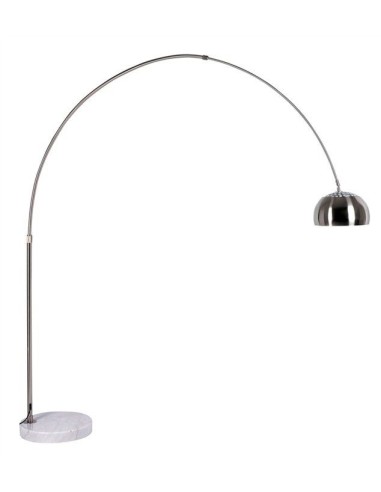 Lámpara de pie arco ART 32, cromada, base de mármol blanco.