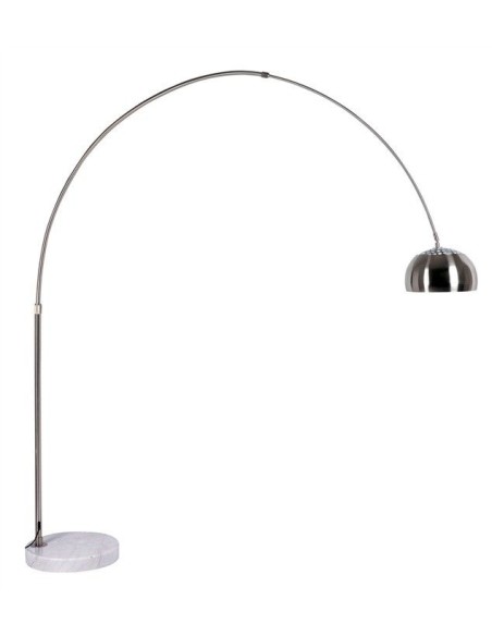 Candeeiro de pé arco ART 32, cromado, base em mármore branco.