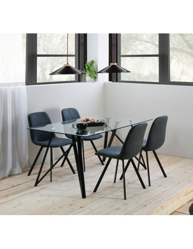 MESA CRISTAL GAIA 160x90, metal NEGRO