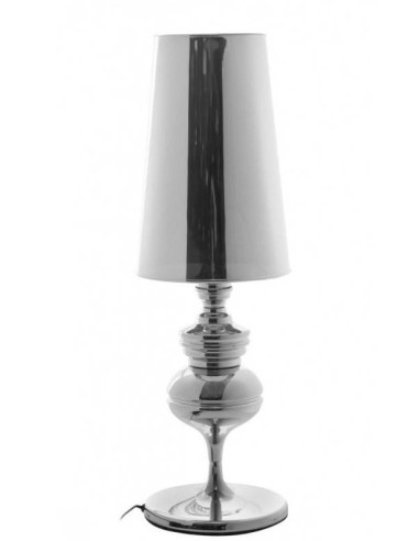 Lámpara De Sobremesa De Diseño Moderno Josefina,cromada, Pantalla Plata