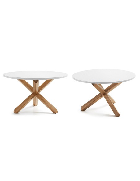 Design mesa redonda LOTUS 120 cm Moldura em carvalho Natatural Oak Top em Pure White Lac.
