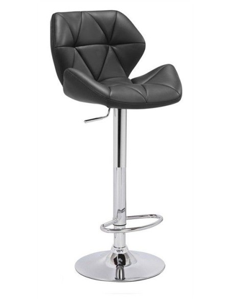 Taburete de diseño Roma, estructura metal cromada, asiento similpiel negro.