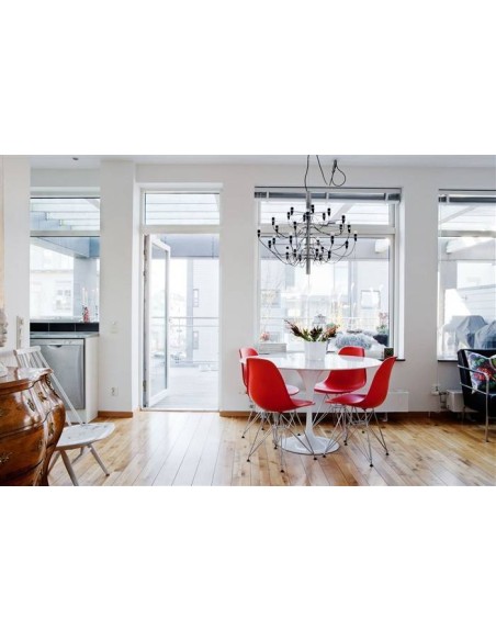 Mesa TULIP 100, base de alumínio, tampo em mármore branco,