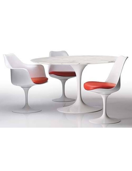 Mesa TULIP 100, base de alumínio, tampo em mármore branco,