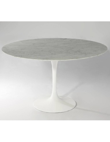 Mesa TULIP 120, base de aluminio, tapa mármol blanco