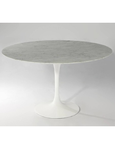 Mesa TULIP 120, base de alumínio, tampo em mármore branco,
