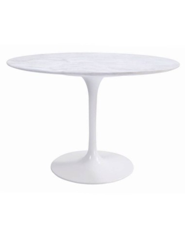 Mesa TULIP 120, base de alumínio, tampo em mármore branco,