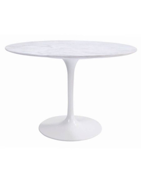 Mesa TULIP 120, base de alumínio, tampo em mármore branco,