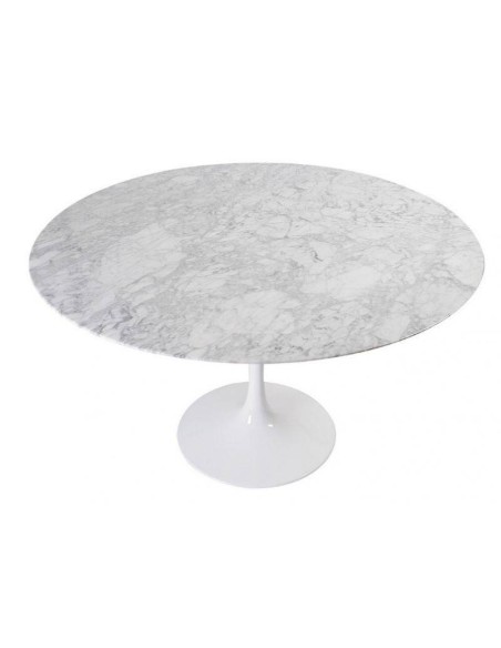 Mesa TULIP 120, base de alumínio, tampo em mármore branco,