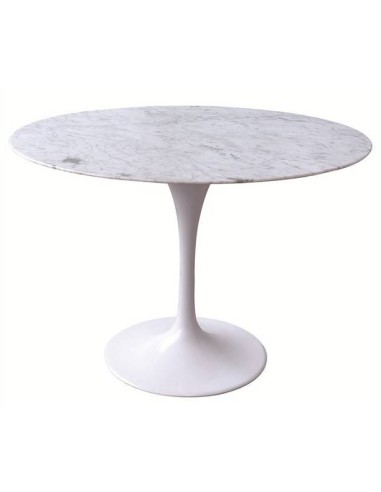 Mesa TULIP 100, base de aluminio, tapa mármol blanco