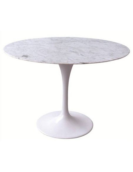 Mesa TULIP 100, base de alumínio, tampo em mármore branco,