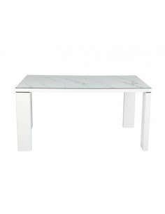 Mesa Spot 150x90, metal branco, vidro ceramico mármore. 2
