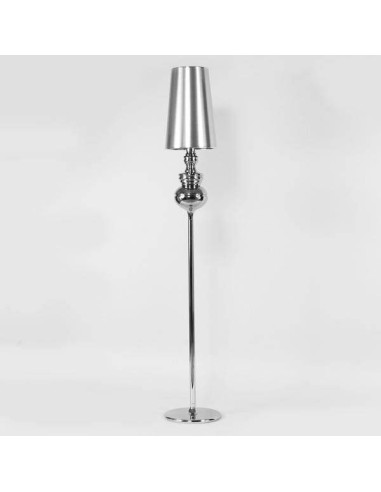 Luminária de pé design moderno Josefina, pé salão cromado, tela cromada