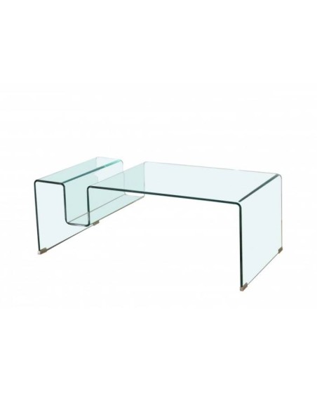 Mesa de centro revisteiro Borha 120x60, vidro curvado