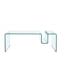 Mesa de centro revistero Borha 120x60, cristal curvado 2
