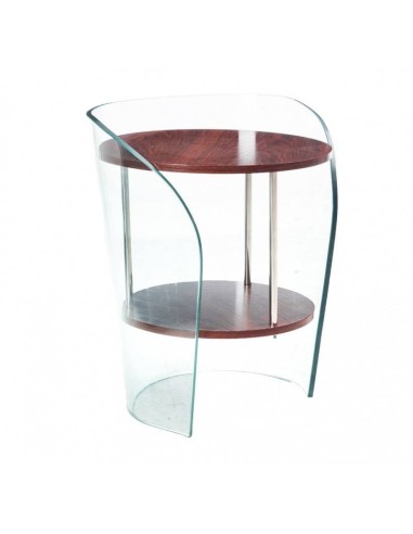Mesa auxiliar Mikey 50, cristal, madera