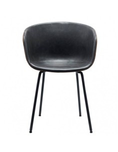 Silla con brazos MARCK, metal, similpiel marrón, negro. 2