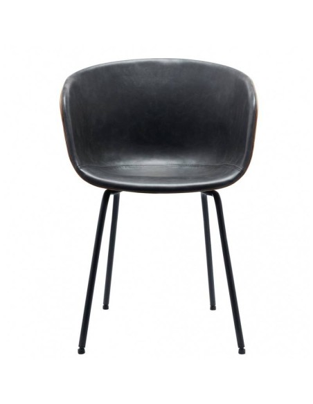 Silla con brazos MARCK, metal, similpiel marrón, negro. Silla con brazos MARCK, metal, similpiel marrón, negro.