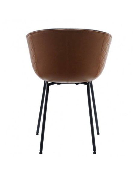 Silla con brazos MARCK, metal, similpiel marrón, negro. Silla con brazos MARCK, metal, similpiel marrón, negro.