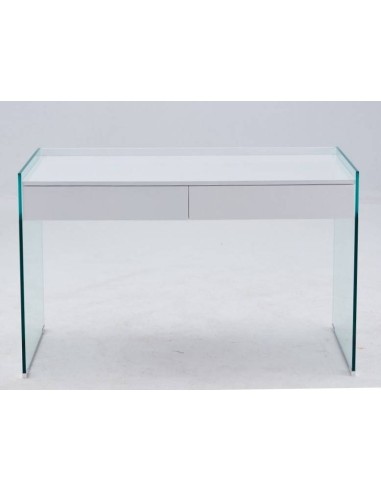Mesa de escritorio GESLI 120x60, cristal, lacada blanco