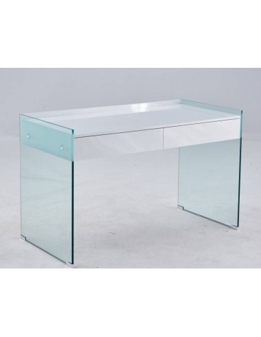 Mesa de escritorio GESLI 120x60, cristal, lacada blanco