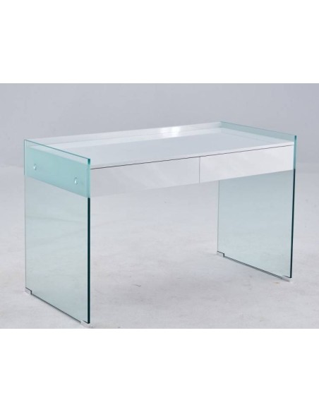 Mesa de escritório GESLI 120x60, vidro lacado branco