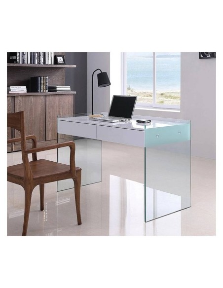 Mesa GESLI, vidro, lacado branco, 120 x 60 cms.