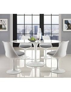 Mesa TUL 160x90, oval, fibra de vidrio, lacada blanca 2