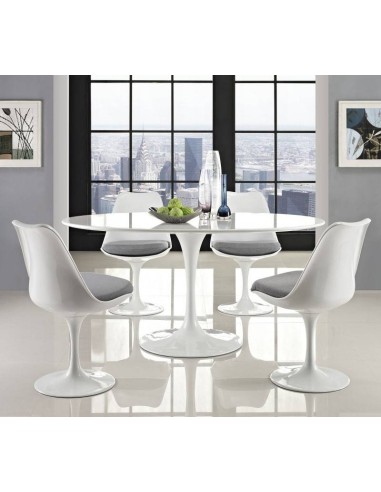 Mesa TULIP 160x90, oval, fibra de vidro, cor branca