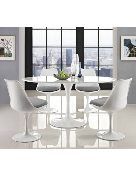Mesa TULIP 160x90, oval, fibra de vidrio, lacada blanca