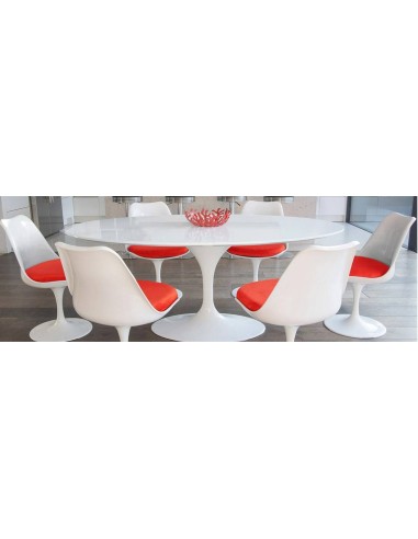 Mesa TUL 160x90, oval, fibra de vidrio, lacada blanca