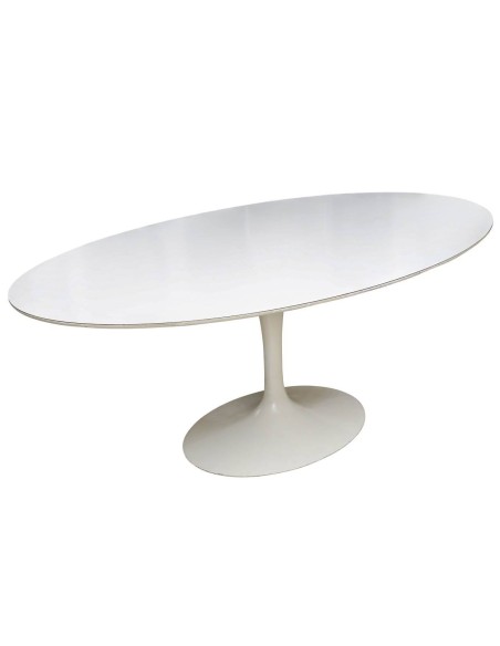 Mesa TUL 160x90, oval, fibra de vidrio, lacada blanca