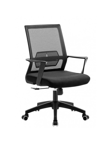 Sillón de oficina ISREY, negro, malla negra, tejido.