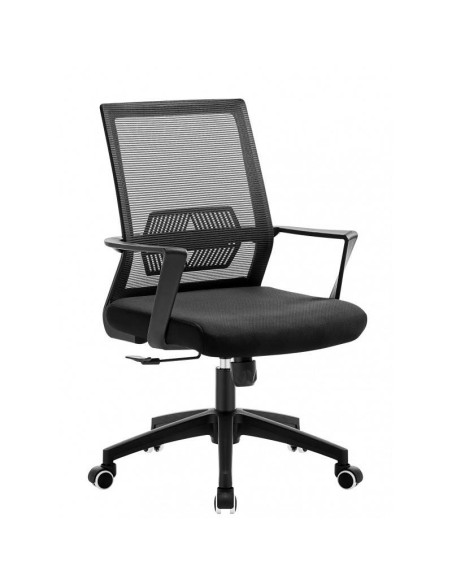 Sillón de oficina ISREY, negro, malla negra, tejido.