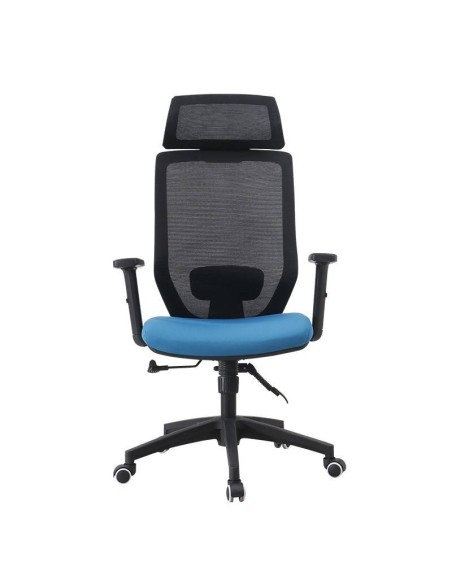 Sillón de oficina CLYTON alto, negro, malla y apoya cabeza