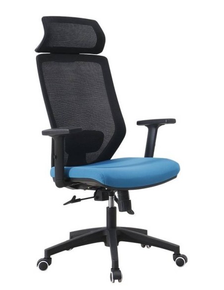 Sillón de oficina CLYTON alto, negro, malla y apoya cabeza