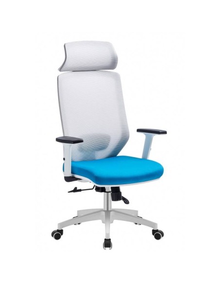 Sillón de oficina CLYTON, blanco, malla y tejido.