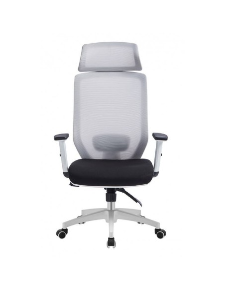 Sillón de oficina CLYTON, blanco, malla y tejido.