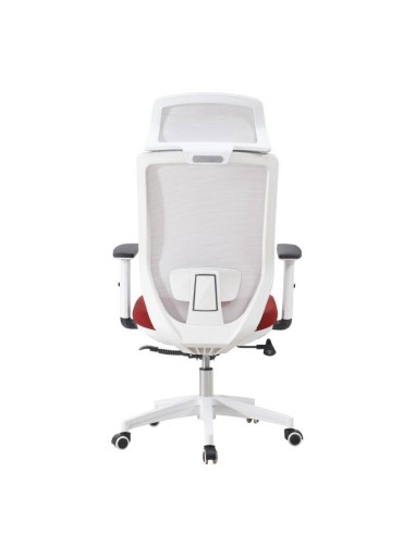 Sillón de oficina CLYTON, blanco, malla y apoya cabeza