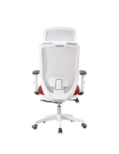 Sillón de oficina CLYTON, blanco, malla y apoya cabeza