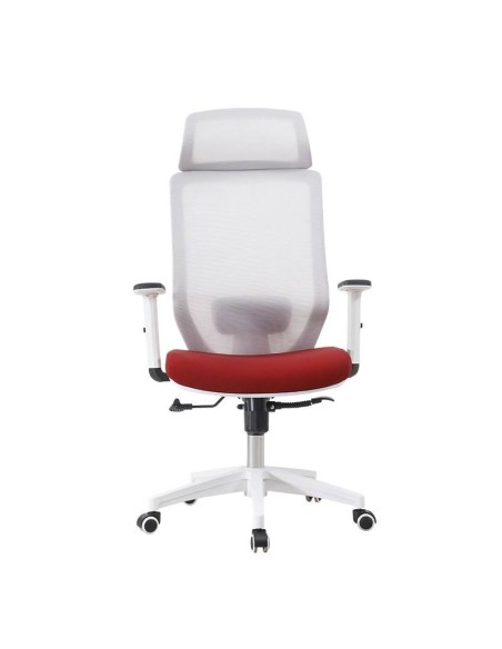 Sillón de oficina CLYTON, blanco, malla y apoya cabeza