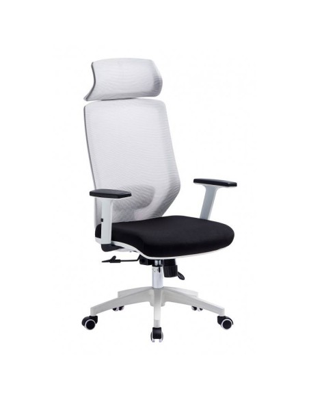 Sillón de oficina CLYTON, blanco, malla y tejido.