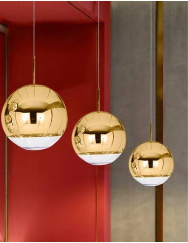 Lámpara Techo Diseño Mirror 25, Cristal Metalizado dorado