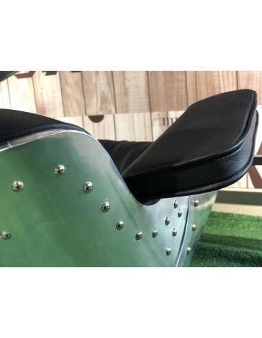 Poltrona Lounge Chair Pele negra, alumínio, base polida