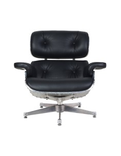 Sillón Lounge Chair Piel negra, aluminio, base pulida 2